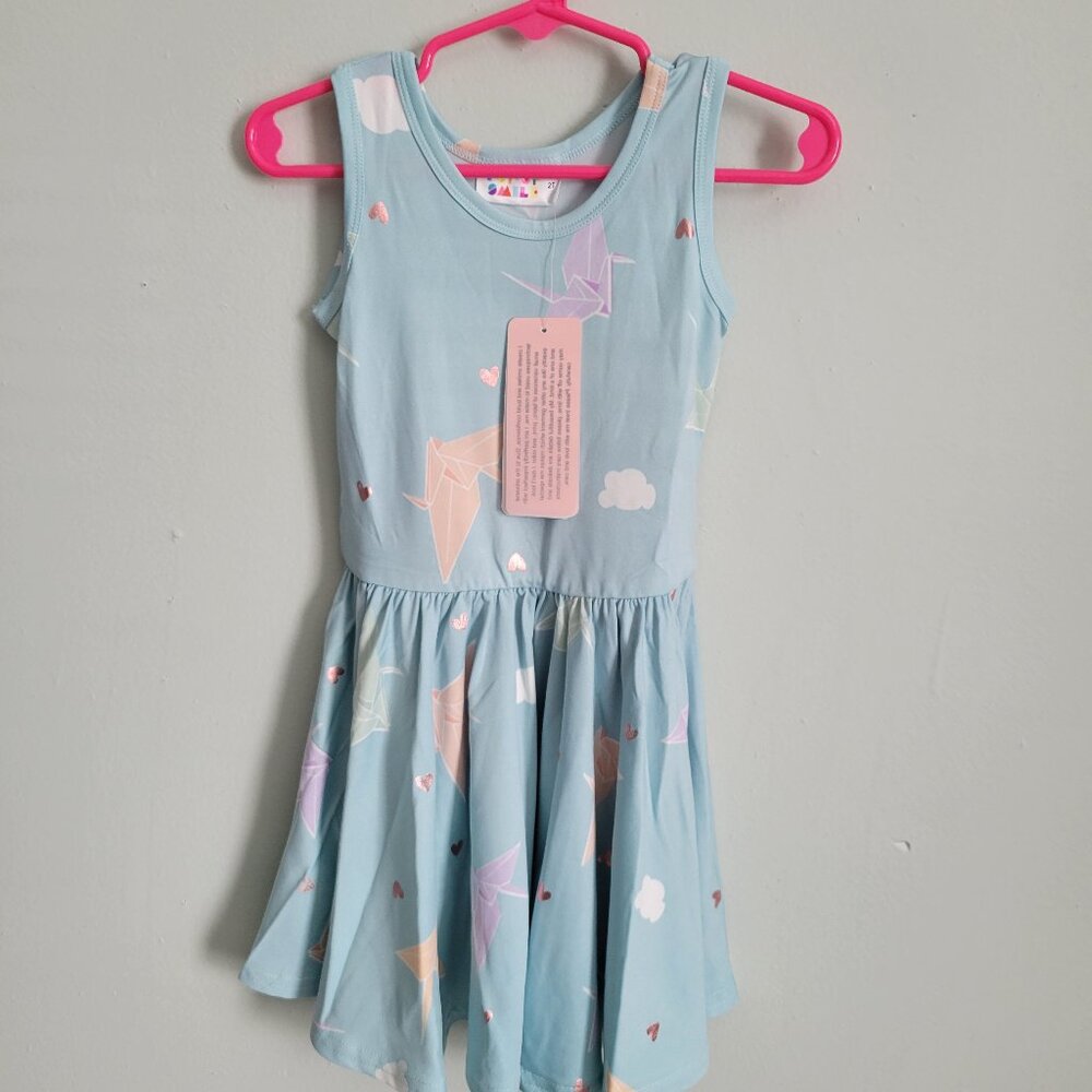 Dot Dot Smile Dress Girl's 2T Toddler Blue Origami Twirl Tank NWT